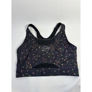 NIKE Womens Large Swoosh Icon Clash Yoga Sports Bra-Black Rose Floral DM0639-010